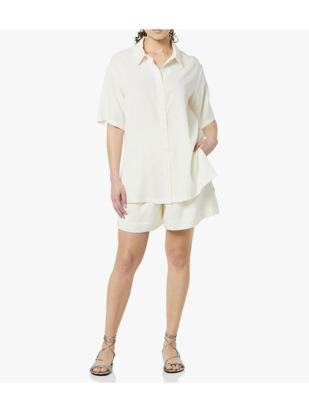 Terea Women's Nadia Resort Button Up Cream Shirt size M NWT